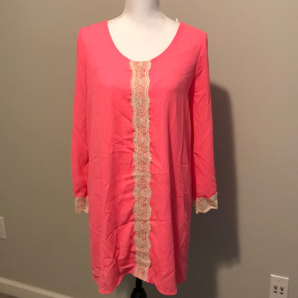 Pink dress with lace detail